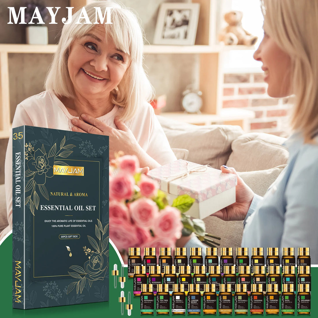 MAYJAM 35-Piece Essential Oils Set for Diffuser & Home