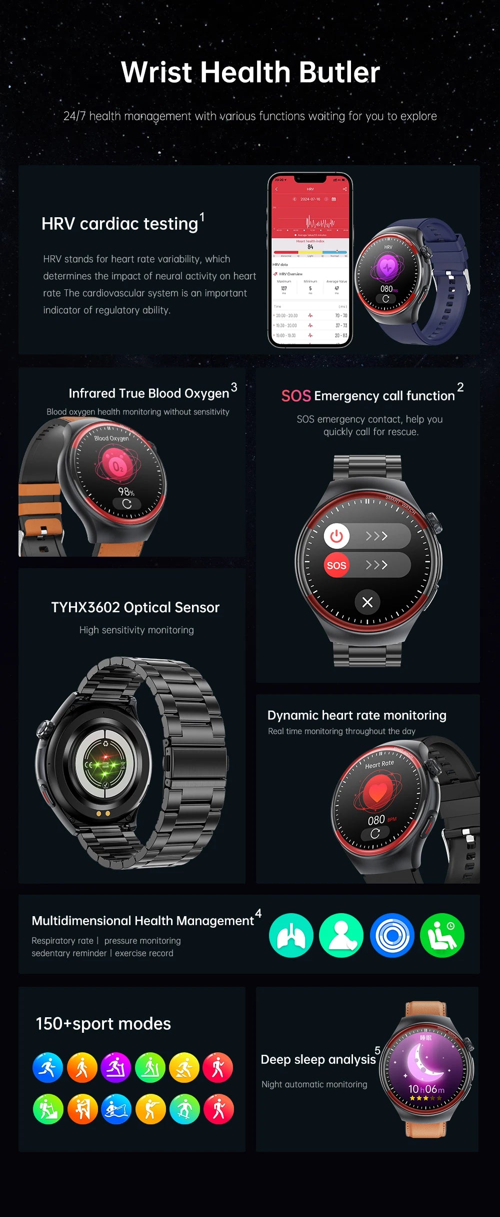2025 Nursing Health Laser Smartwatch – Blood Pressure & Heart Monitor