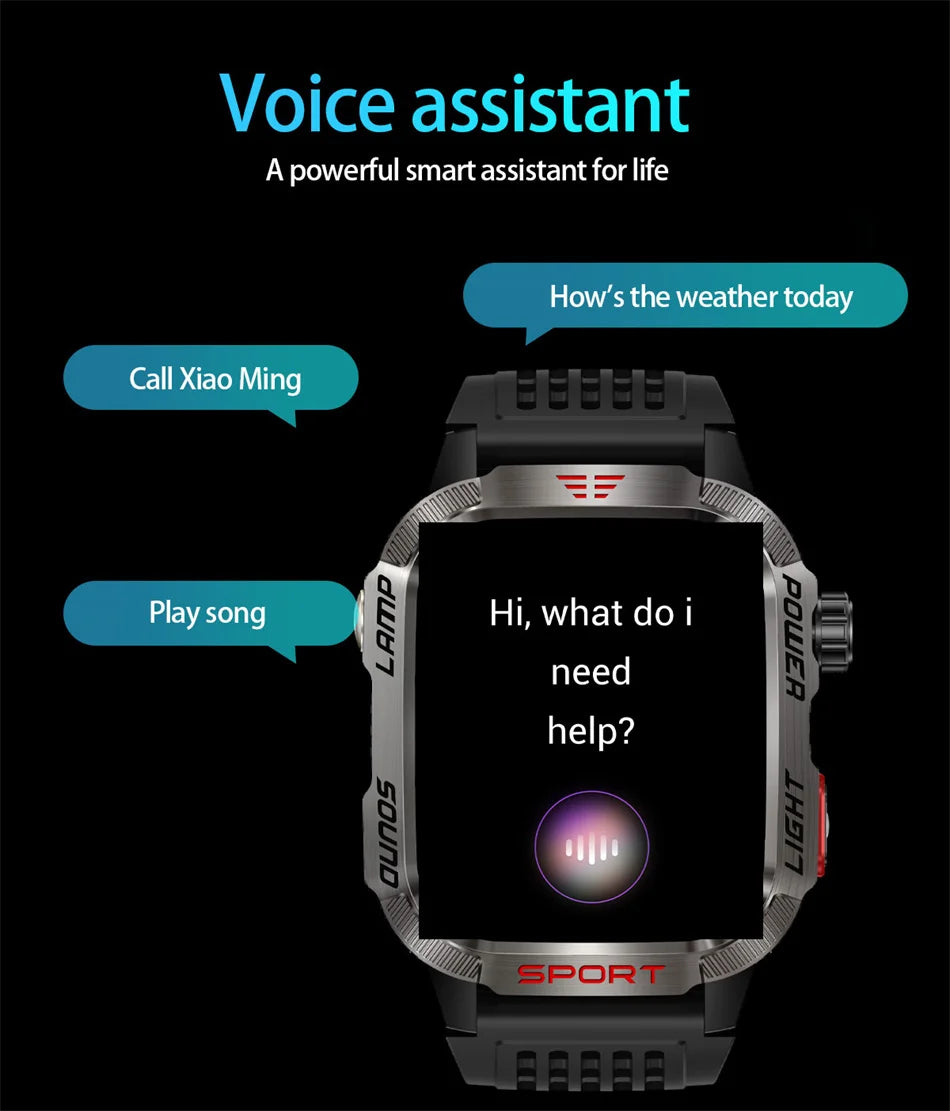 Military Outdoor Smartwatch – Compass & Bluetooth Call