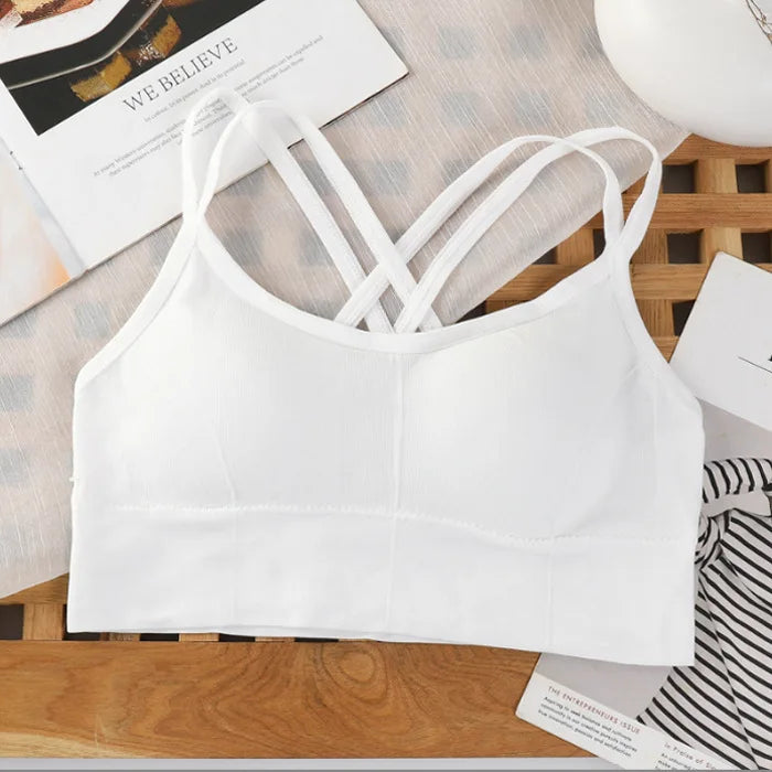Women’s Cross-Strap Sports Bra – Breathable Yoga Tank Top